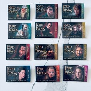 Lord of the Rings Fellowship of the Rings DVD Release Promo Pins Set of 12